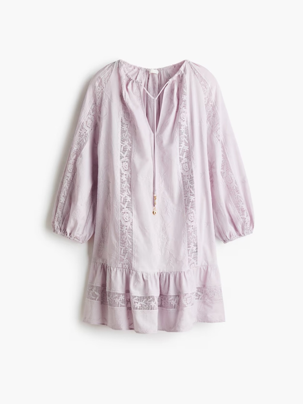 H&M Women's Lavender Lace-Trim Peasant Dress